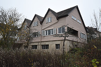 Ansicht von Südwesten. Expressionistisch anmutende Gebäudeform in der Übergangszeit zur Moderne. / Ehem. Haus Gugel, abgegangen in 70193 Stuttgart, Stuttgart-West (05.12.2014)