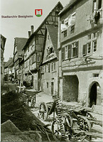 Bilck nach Westen um 1900 / Stadtschreibereigasse in 74354 Besigheim (Stadtarchiv Besigheim)