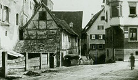 Blick von der Hauptsraße in die Mühlgasse nach Süden um 1900 / Mühlgasse in 74354 Besigheim (Stadtarchiv Besigheim)