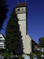 Ansicht von Süden / Ev. Pfarrkirche St. Nikolaus in 72660 Beuren