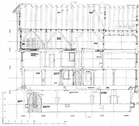 Längsschnitt durch das Gebäude (Juli 1989) / sog. Heiligenhaus in 72660 Beuren