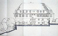 Zeichnung, Befundplan, der zum Hof weisenden Nordfassade (1987) / Schulgebäude; ehemalige Lateinschule in 74354 Besigheim (Amt für Stadtentwicklung, Wohnungsbau, Wirtschaftsförderung und Umwelt Besigheim.)