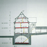 Querschnitt, erstellt wahrscheinlich 1987 / Schulgebäude, ehemalige Pfründscheuer in 74354 Besigheim (29.08.2006)