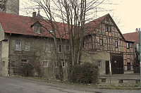 Ansicht von Süden, Wohnhau und Scheune / Wohnhaus mit Scheune (ehem. Torwächterhaus am Oberen Tor) in 74354 Besigheim (2014 - M. Haußmann)