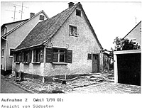 Tagelöhnerhaus in Weidenstetten, Ansicht Südost / Tagelöhnerhaus aus Weidenstetten in 89197 Weidenstetten (Restaurierungsbericht von Lutz Walter (1992) (Anhang II, Aufnahme 2))