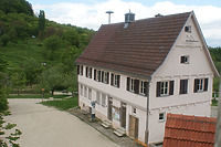 Vogelperspektive auf das Rathaus im FLM Beuren / Ehem. Rathaus von Häslach in 72141 Walddorfhäslach, Häslach (http://www.freilichtmuseum-beuren.de/museum/rundgang/rathaus-aus-haeslach/)